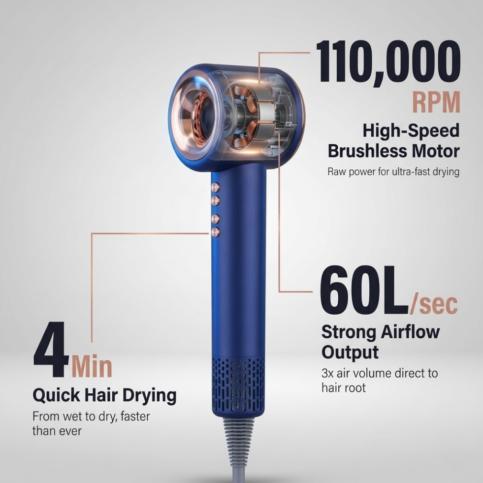 AEROVELLA Smart Ionic Hair Dryer – Frizz Free Hair